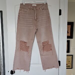 Bohme Ankle Cropped Jeans in Distressed Mauve